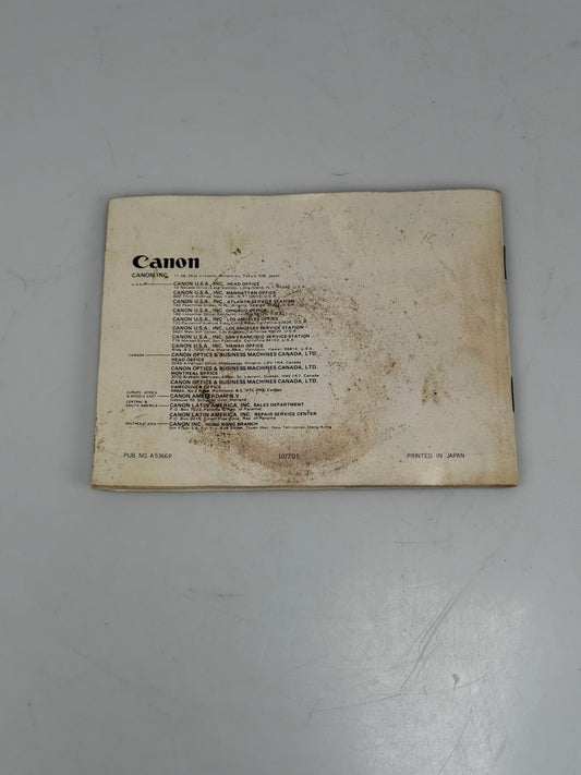 Canon F-1 Instruction Manual Booklet