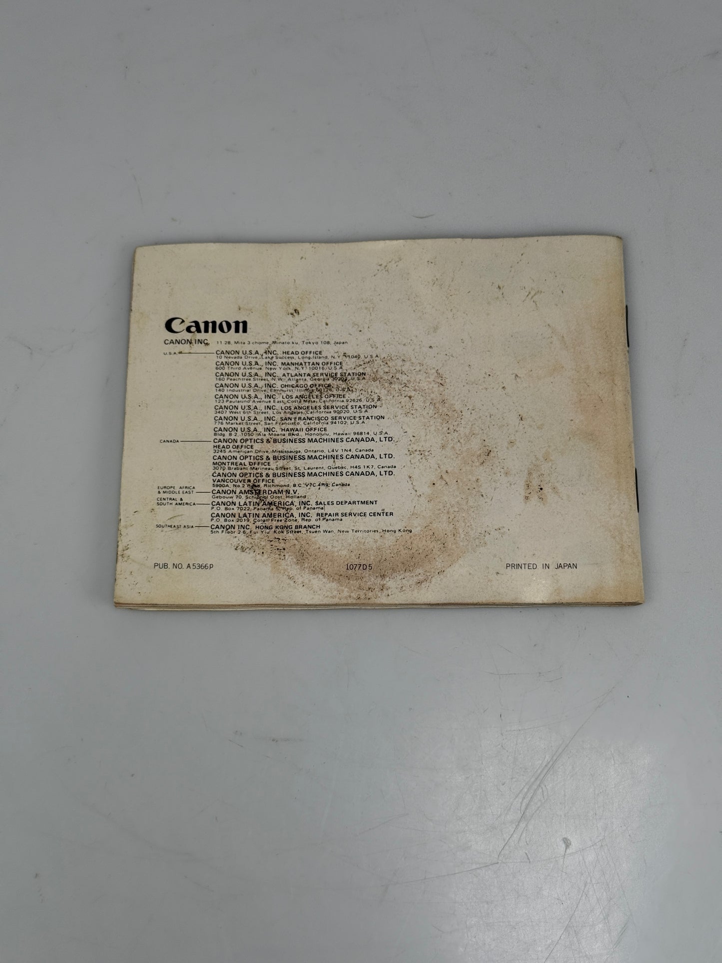 Canon F-1 Instruction Manual Booklet