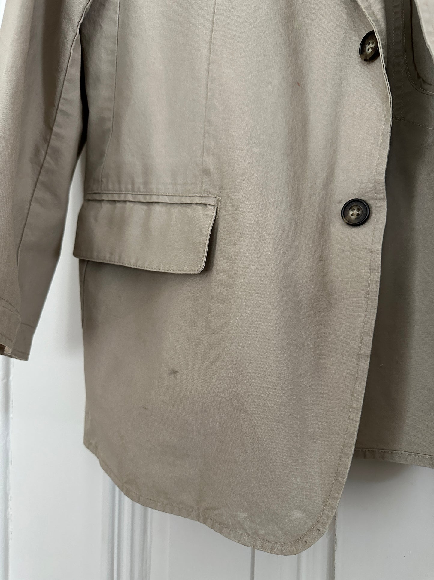 LL Bean Jacket M Brown Beige Cotton Sport Coat Blazer Unstructured Unlined 40R Vintage