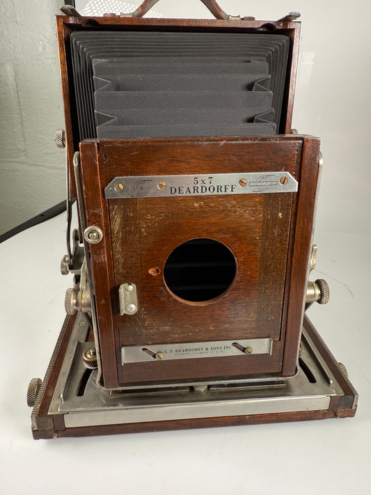 Deardorff 5X7 Large Format Film Wooden Camera Body with 4X5 Reducing Back