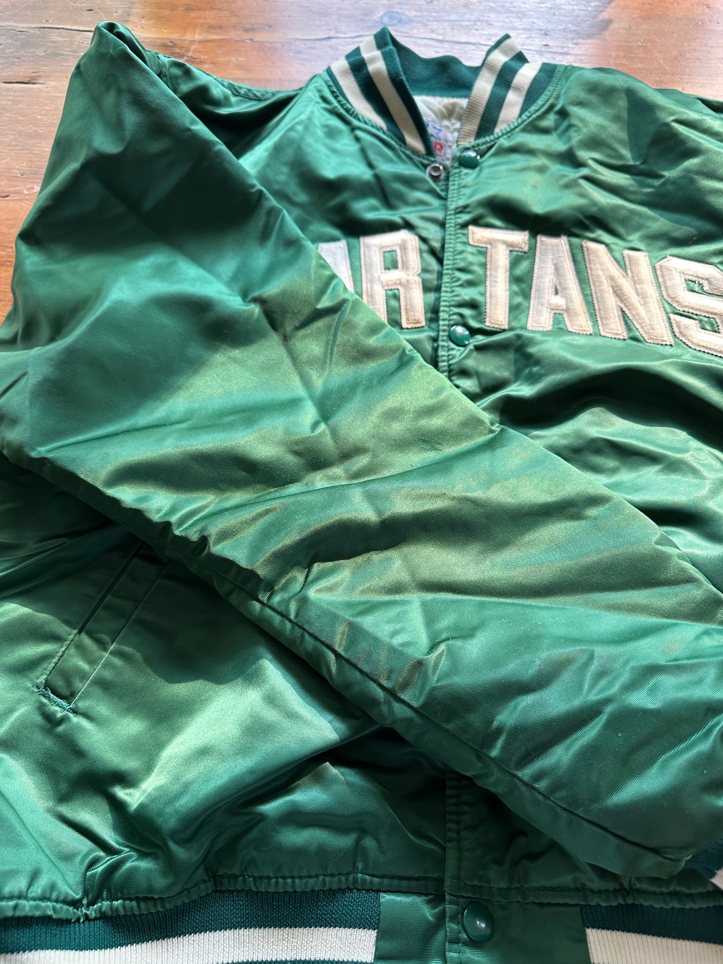 VTG 90s NCAA Michigan State Spartans STARTER SATIN JACKET SIZE XL