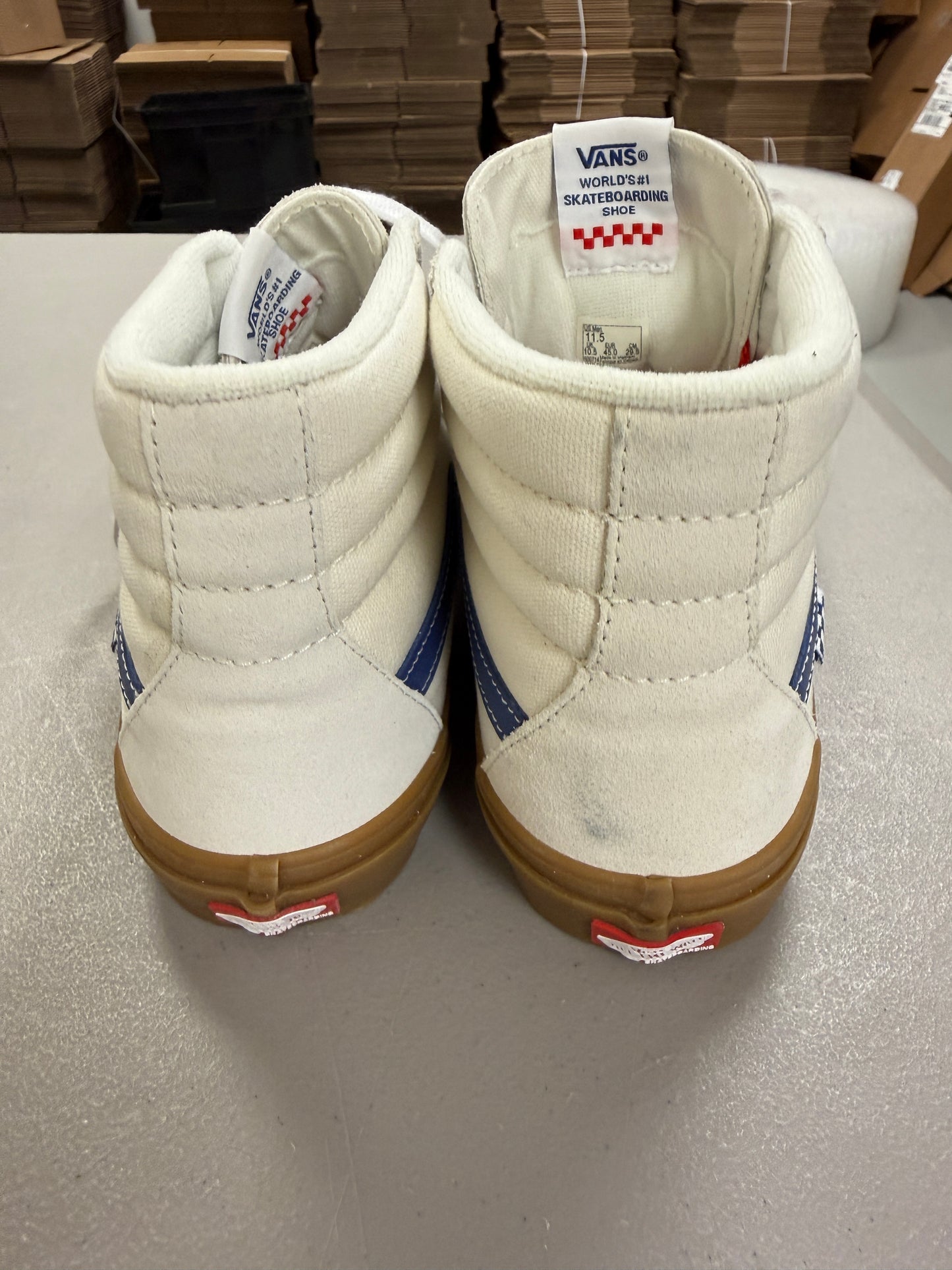 VANS Mens Size 11.5 Skate SK8-Hi high tops wearaway popcush white blue