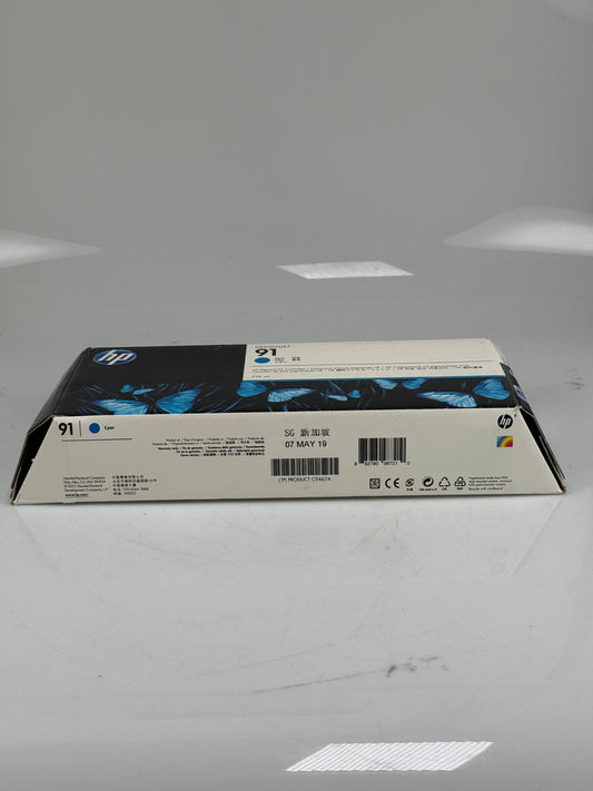 Genuine HP 91 C9467A DesignJet Cyan Ink Cartridge NEW OEM SEALED 05/2019