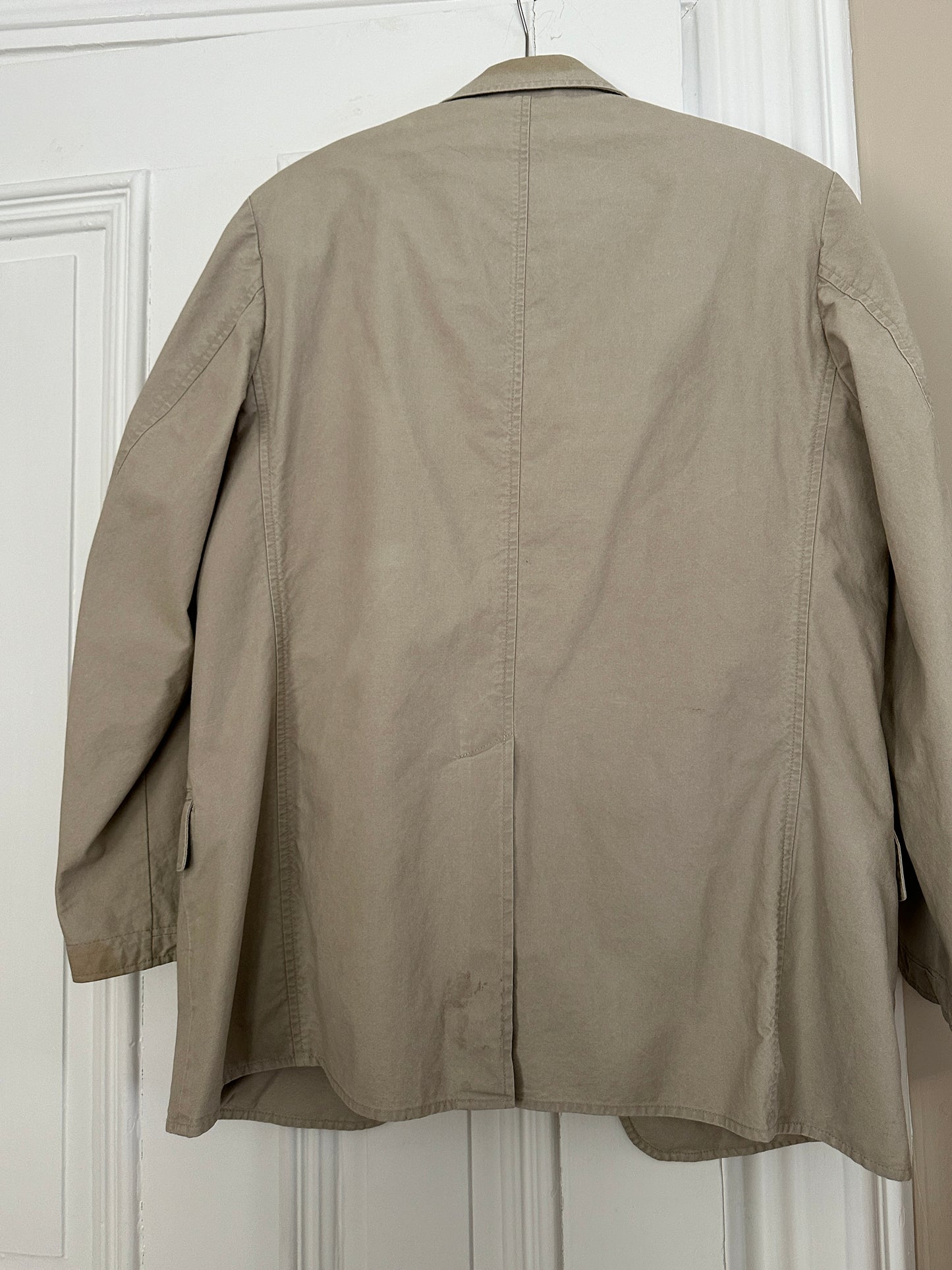 LL Bean Jacket M Brown Beige Cotton Sport Coat Blazer Unstructured Unlined 40R Vintage