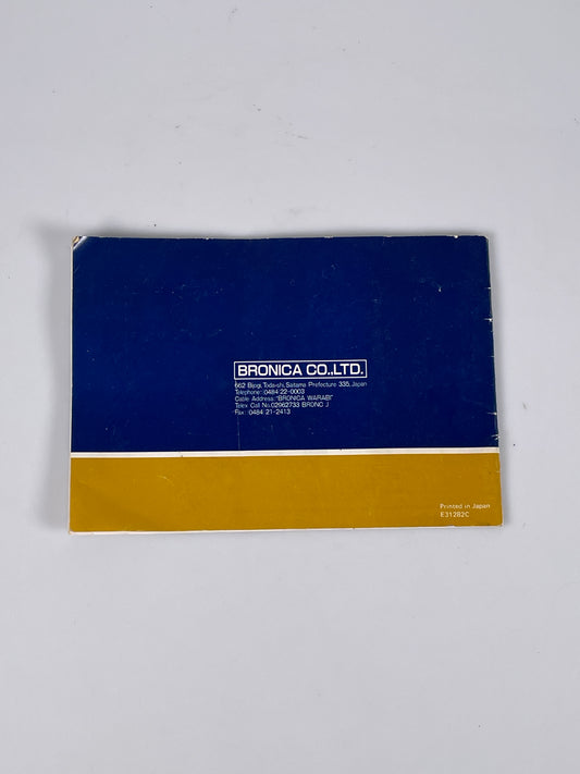 Bronica SQ A Camera instruction manual