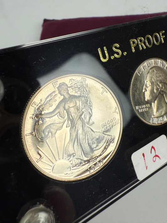 1941 US Mint Silver PROOF Set Gem Coins Black Capital Holder Display Box