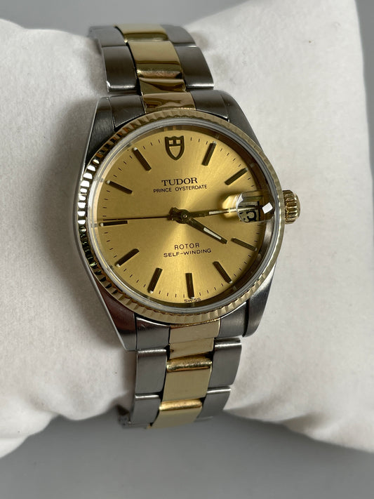 Tudor (Rolex) Prince Oysterdate Two Tone 18k Stainless Automatic Watch 34mm
