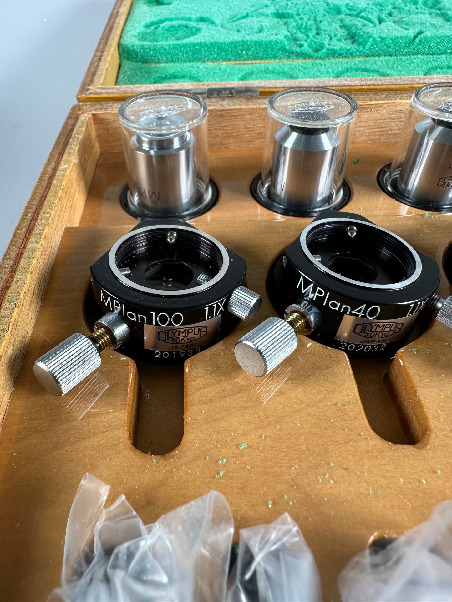 Olympus MPLAN N Objective Lens Set 5N, 10N, 20N, 40N, 100N w/ 1.1x prism