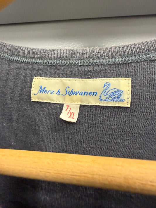 Merz B Schwanen T-Shirt Size 7 (XL) Navy Blue Loopwheeled Made in Germany