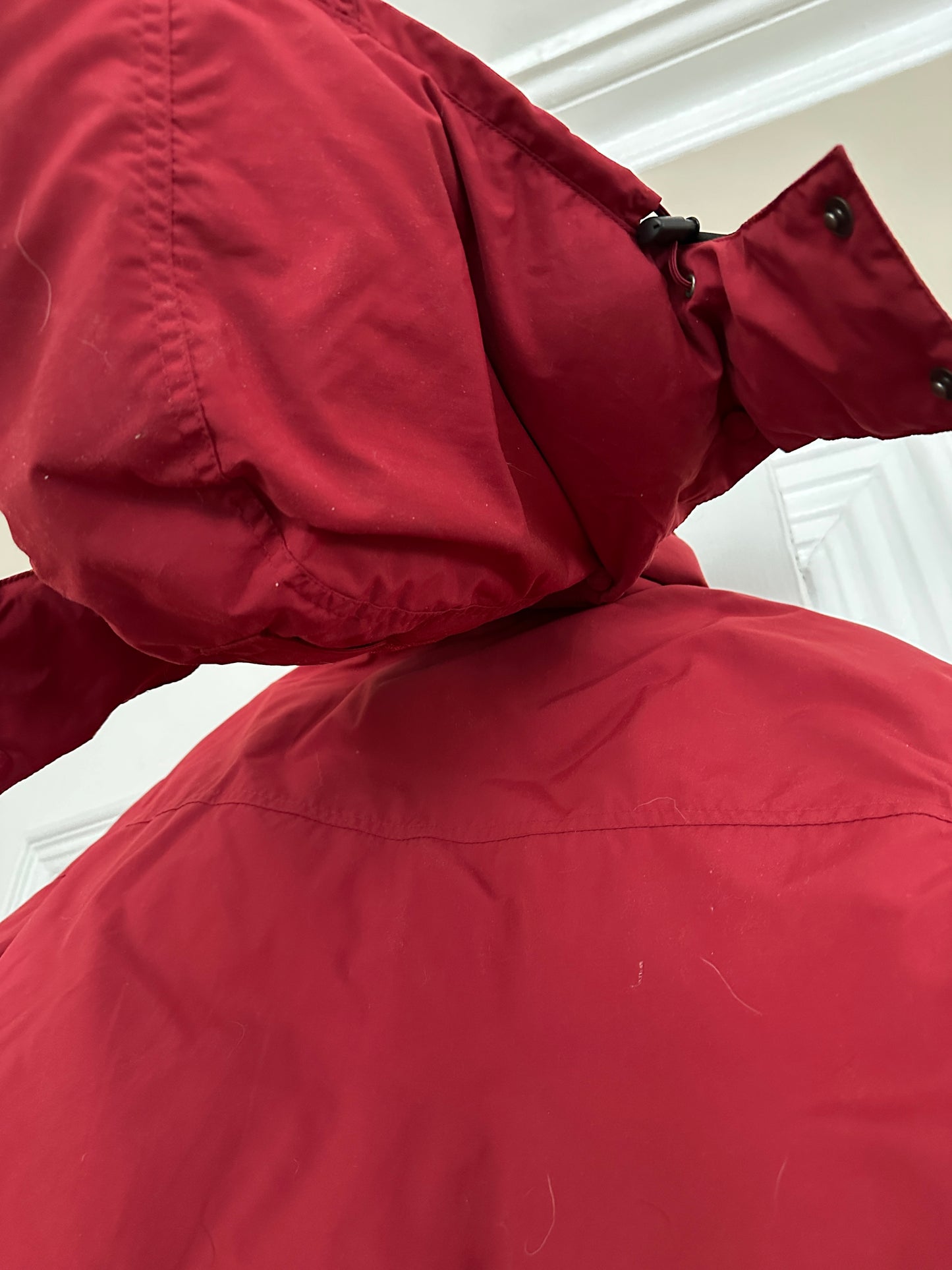 Vintage LL Bean Goose Down Parka Fur Trim Hood Full Zip Puffer Jacket Red Sz M