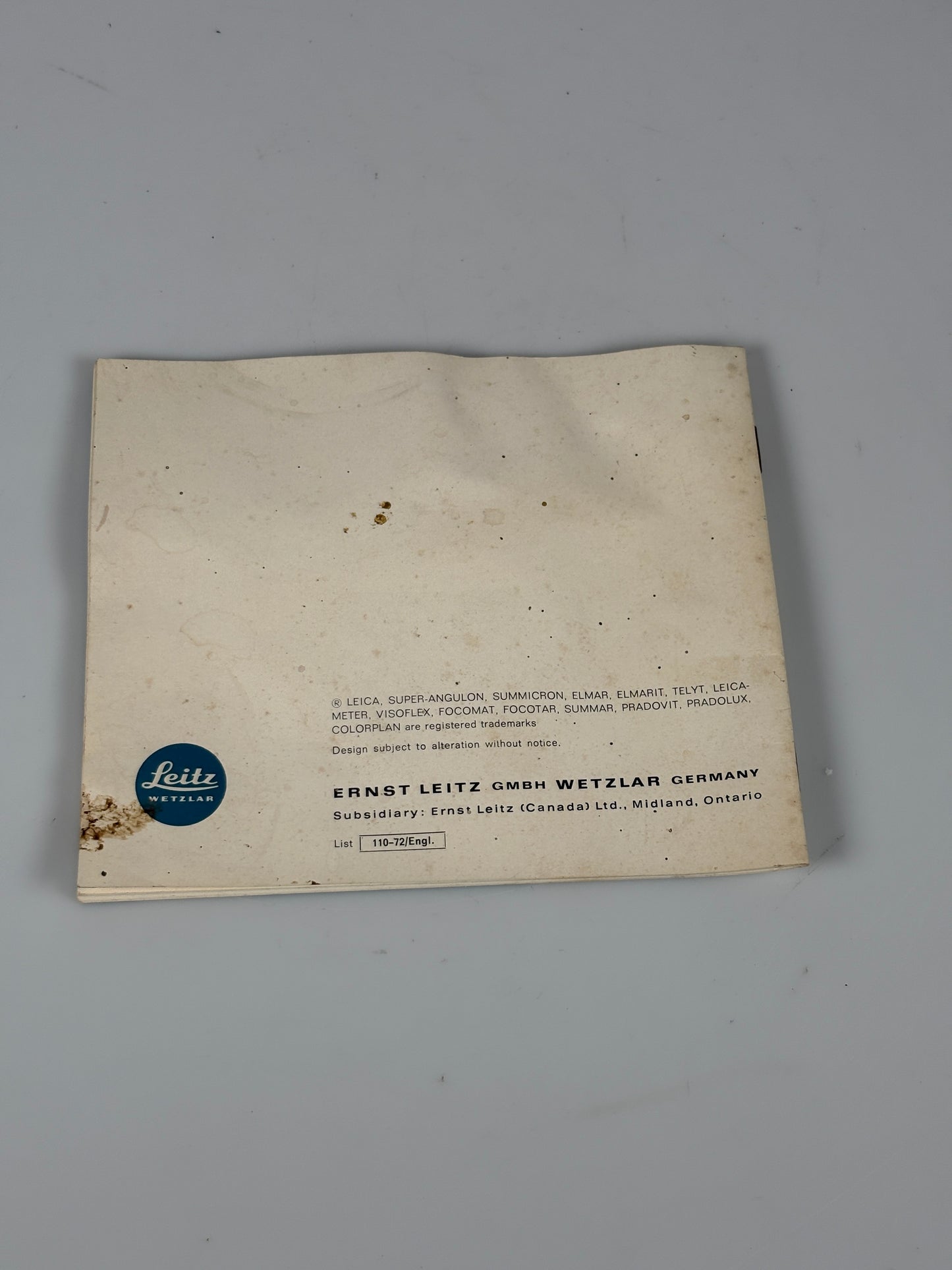 Genuine Leica M4 Instruction Manual Booklet