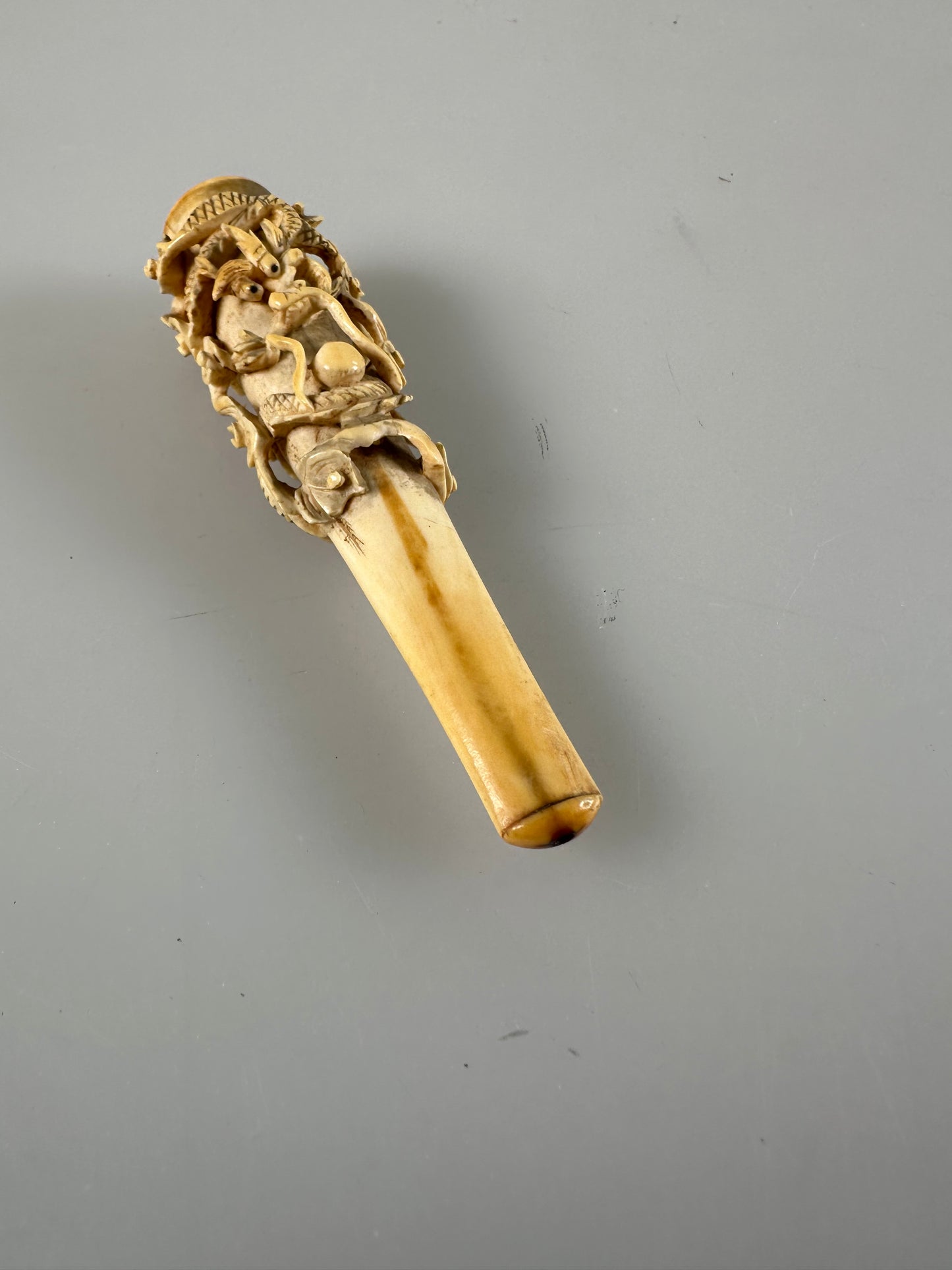 Handmade carved Asian, chinese dragon cigarette and cigar holder