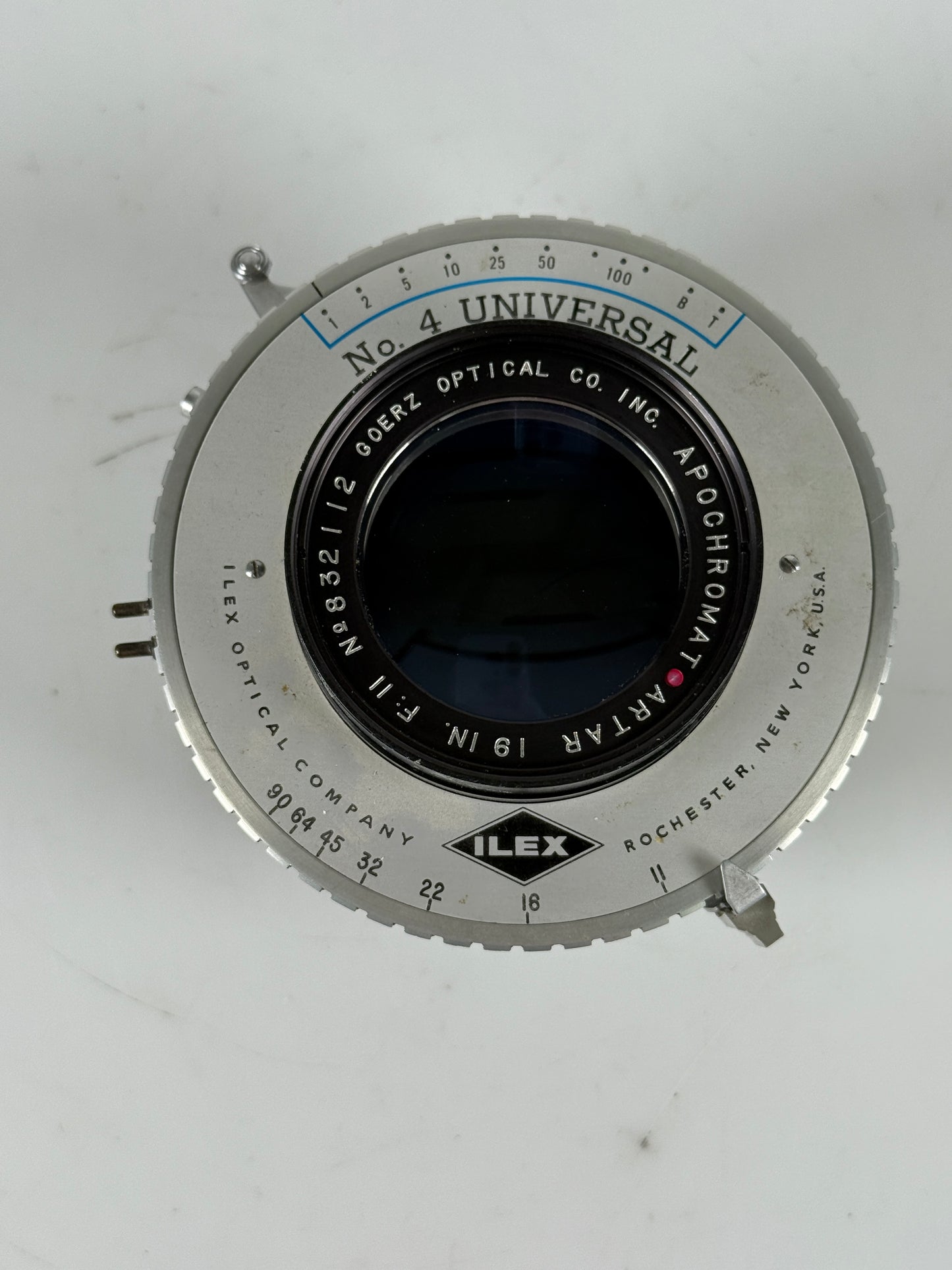 C.P. GOERZ 19 IN INCH F11 ARTAR APOCHROMAT RED DOT lens in Ilex no 4 shutter