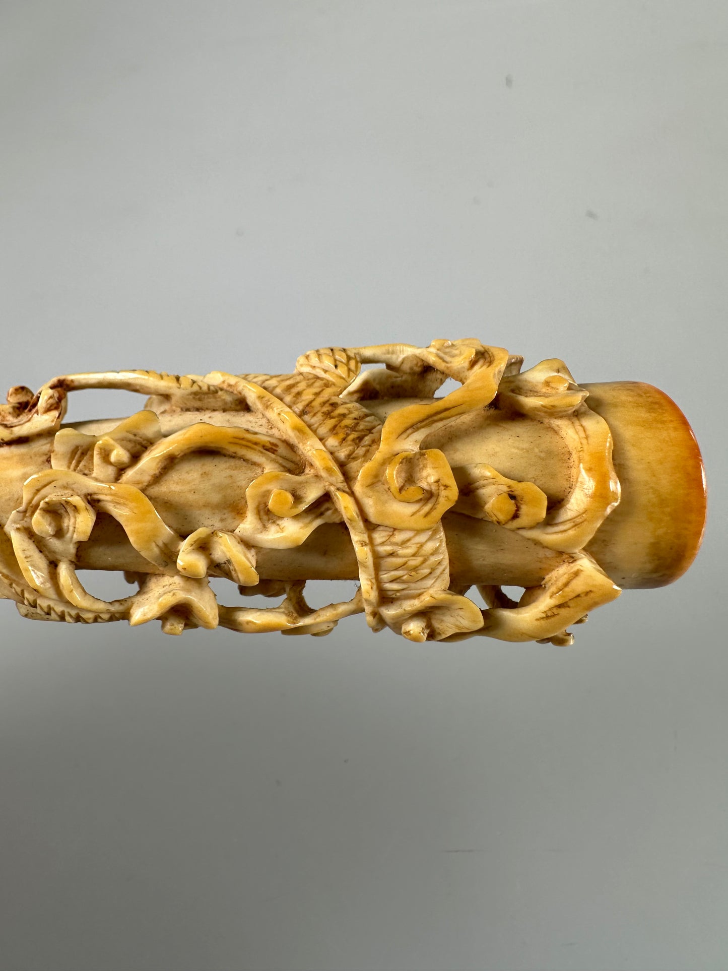 Handmade carved Asian, chinese dragon cigarette and cigar holder
