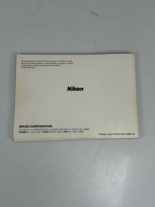 Nikon AF N90s Camera Instruction Manual