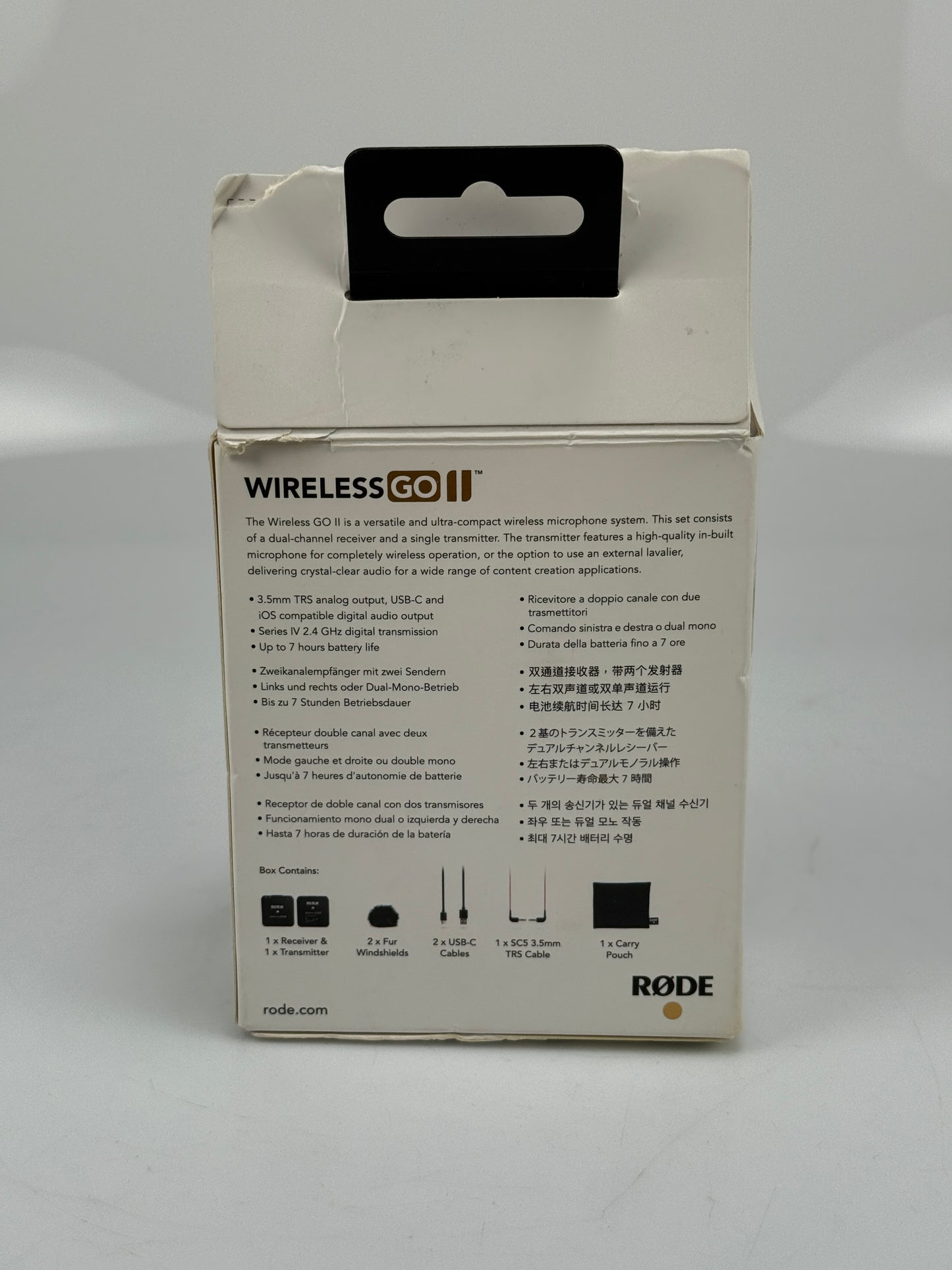 Rode Wireless GO II Single Channel Wireless Microphone System, Black