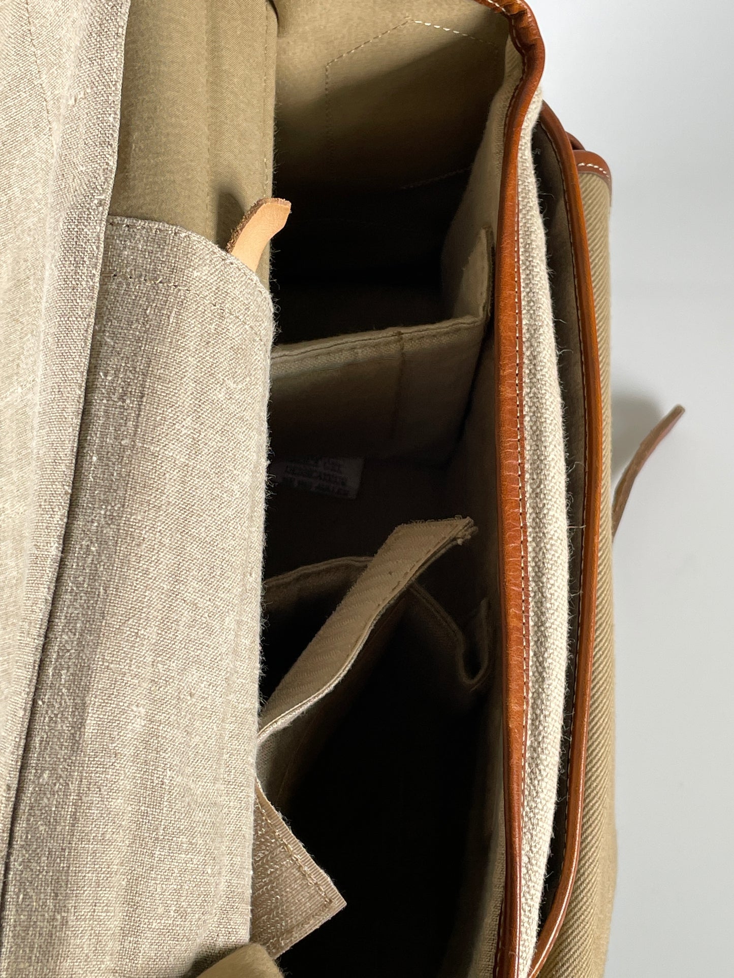 Fogg B-Sharp Camera Bag Satchel khaki tan Fabric & brown leather