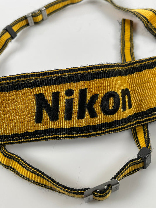 NIKON ORIGINAL VINTAGE NECK SHOULDER CAMERA STRAP YELLOW / BLACK #1