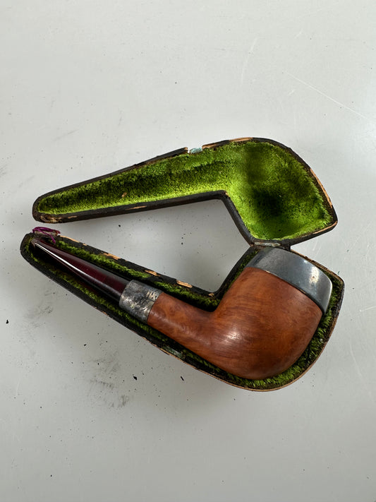 KBB Blue Line Bakelite Pipe, Unsmoked Silver French Briar