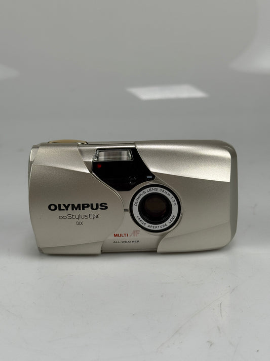 Olympus Stylus Epic DLX MJU II 35mm point and shoot p&s film camera 35mm f2.8 chrome/silver