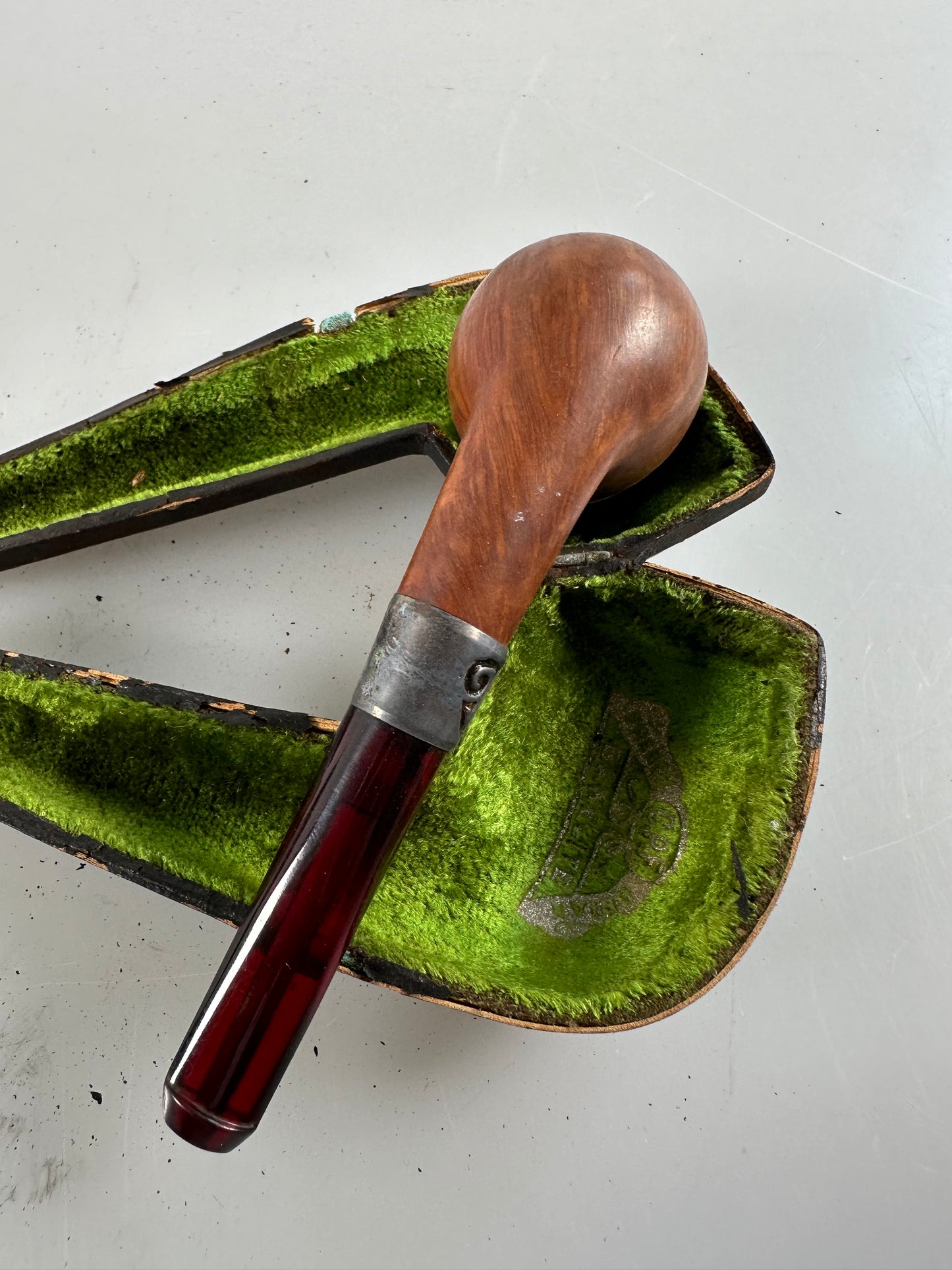 KBB Blue Line Bakelite Pipe, Unsmoked Silver French Briar