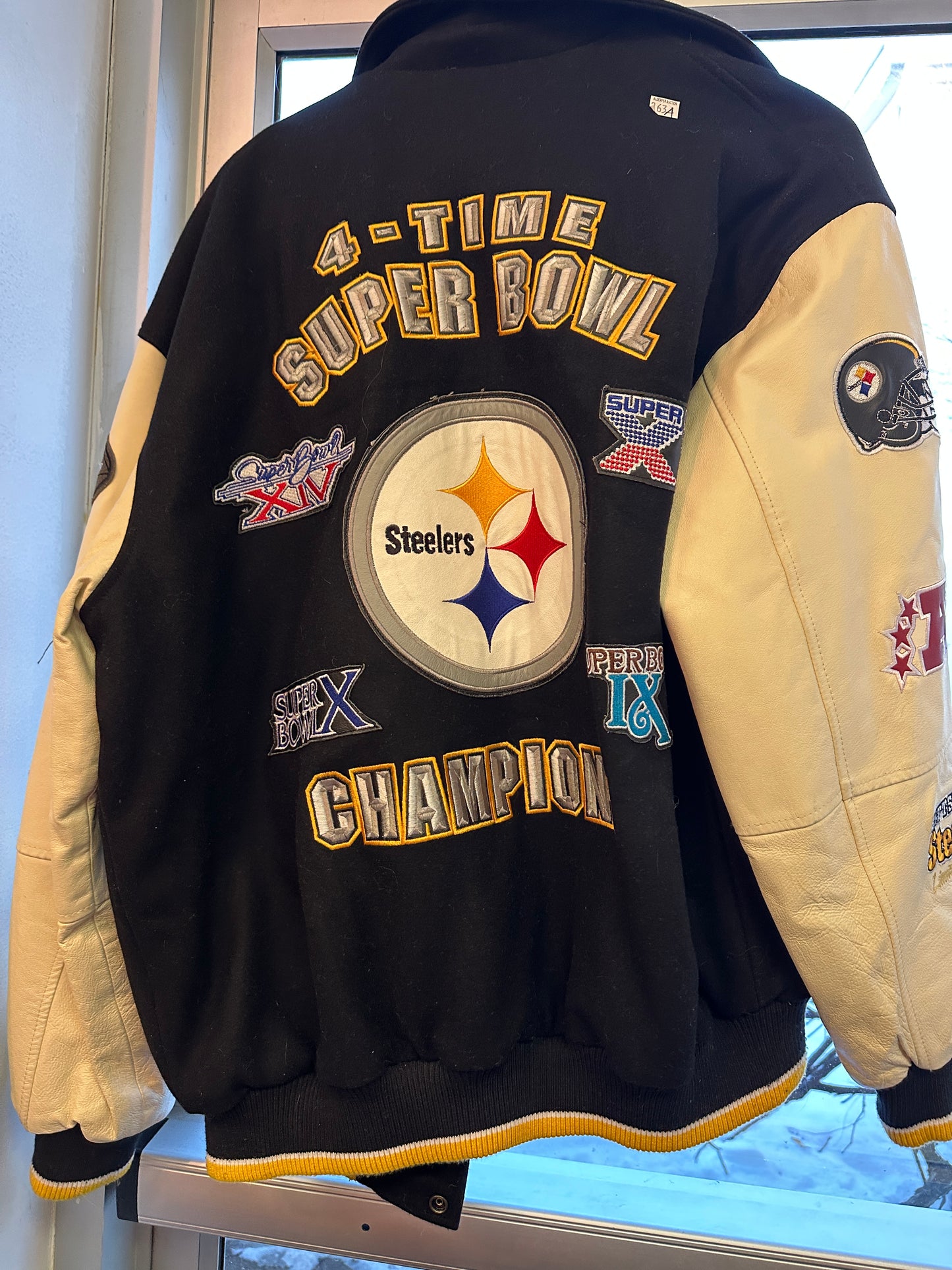 Pittsburgh Steelers 4x Super Bowl Champions Letterman Jacket L