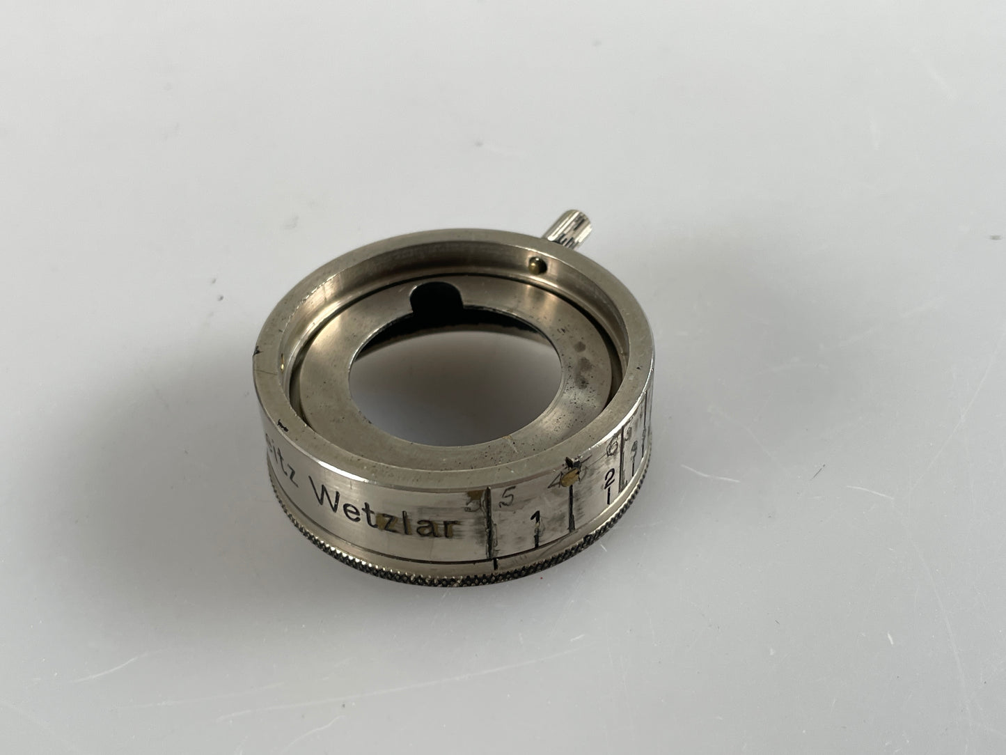 LEICA VALAU LENS HOOD W/APERTURE ADJUSTMENT FOR ELMAR 3.5CM/5CM F3.5 Nickle