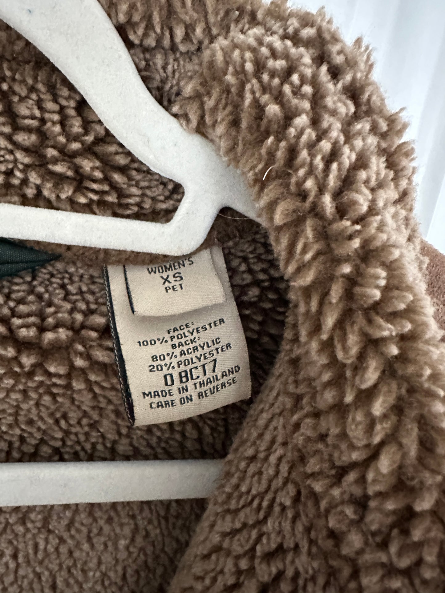 LL BEAN Sherpa Lined Women's Faux Suede Jacket Rancher Size XS Tan Brown