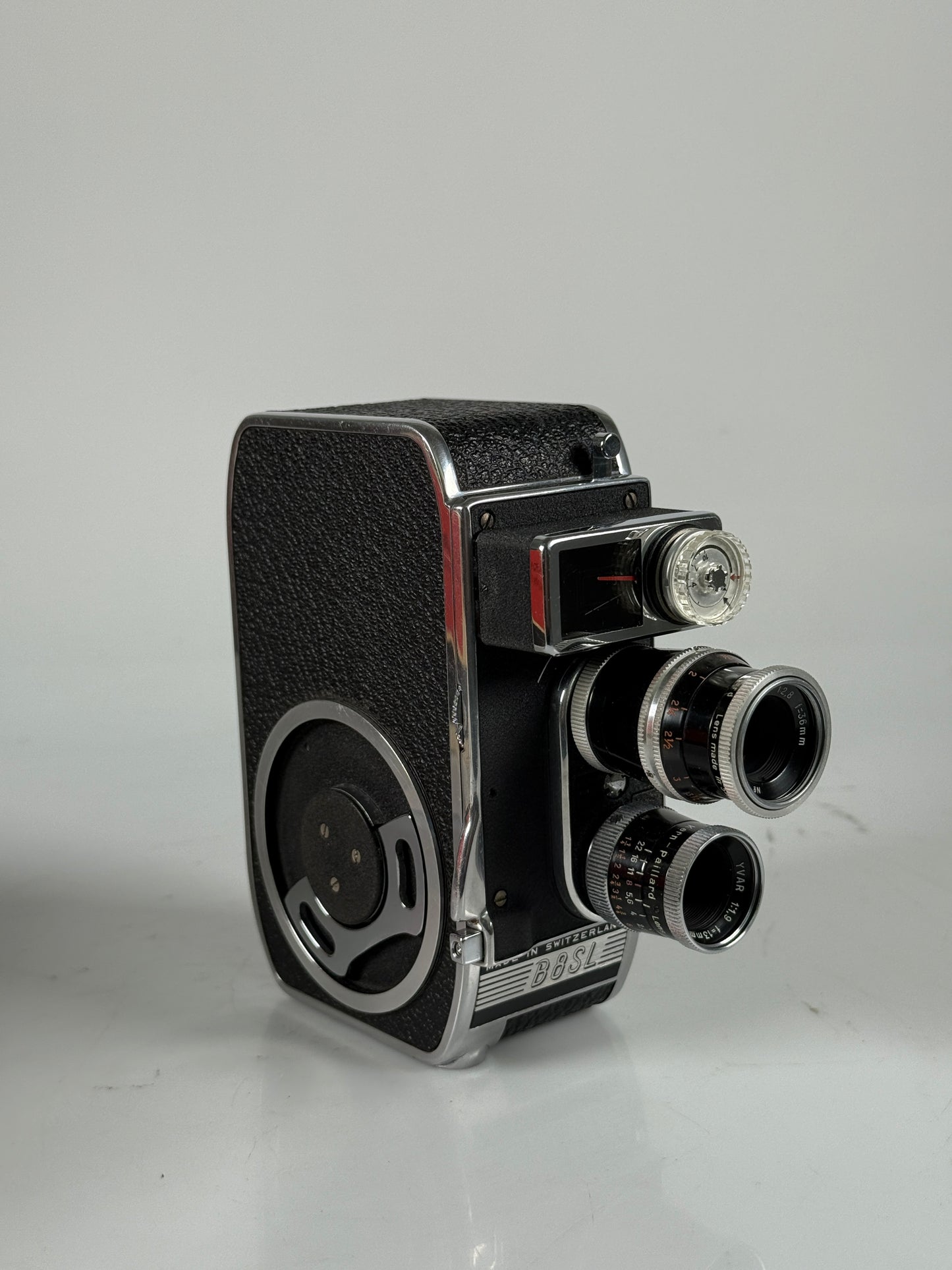 Paillard Bolex B8SL Double 8mm Movie Cine Film Camera w/ 13mm and 36mm Kern Yvar lens