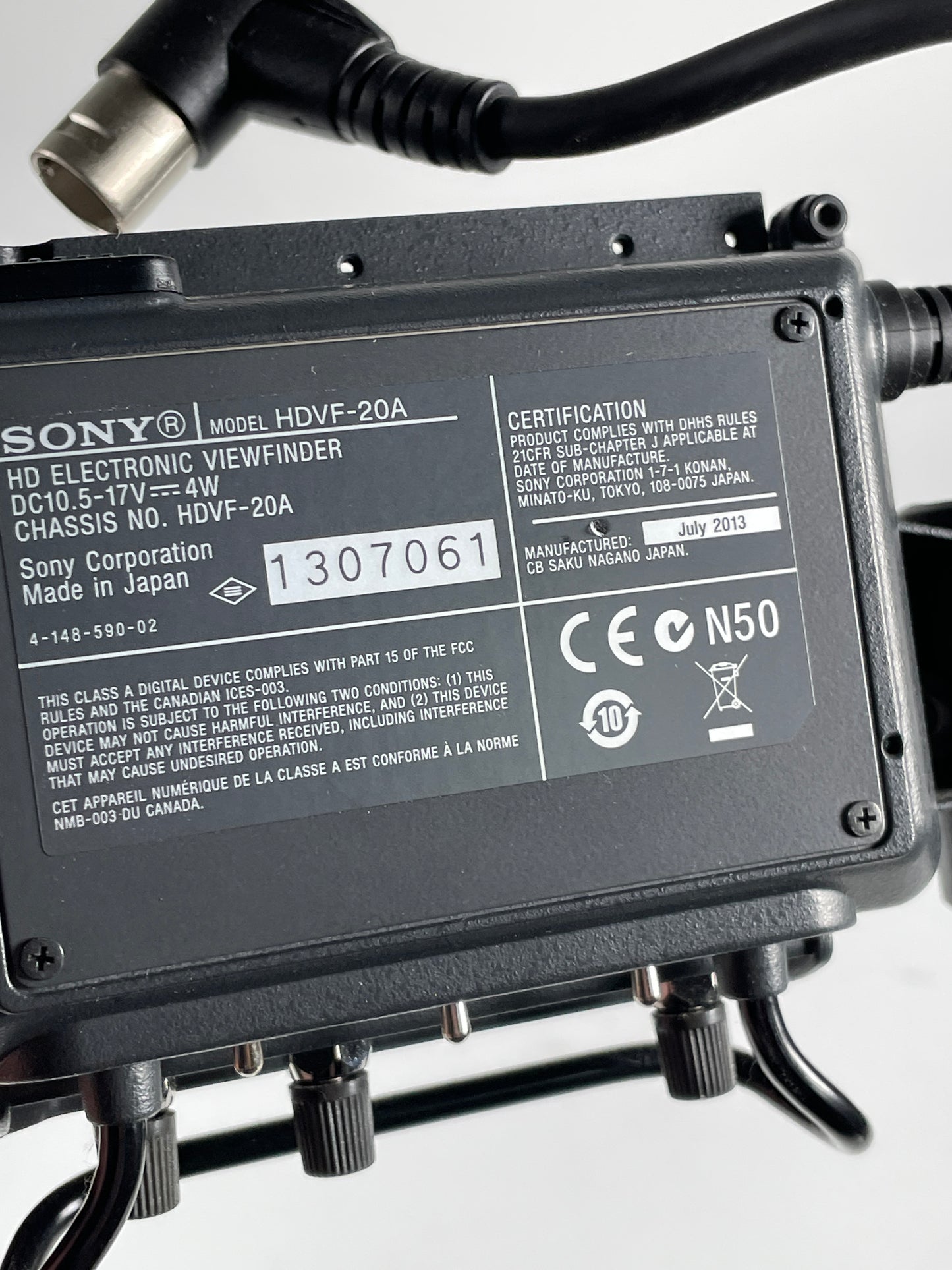 Sony HDVF-20A EVF for PDW-F800 HDC-1500, etc electronic view finder
