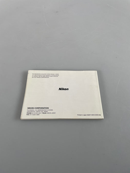 Nikon F5 Instruction Book, Camera Guides & Manuals