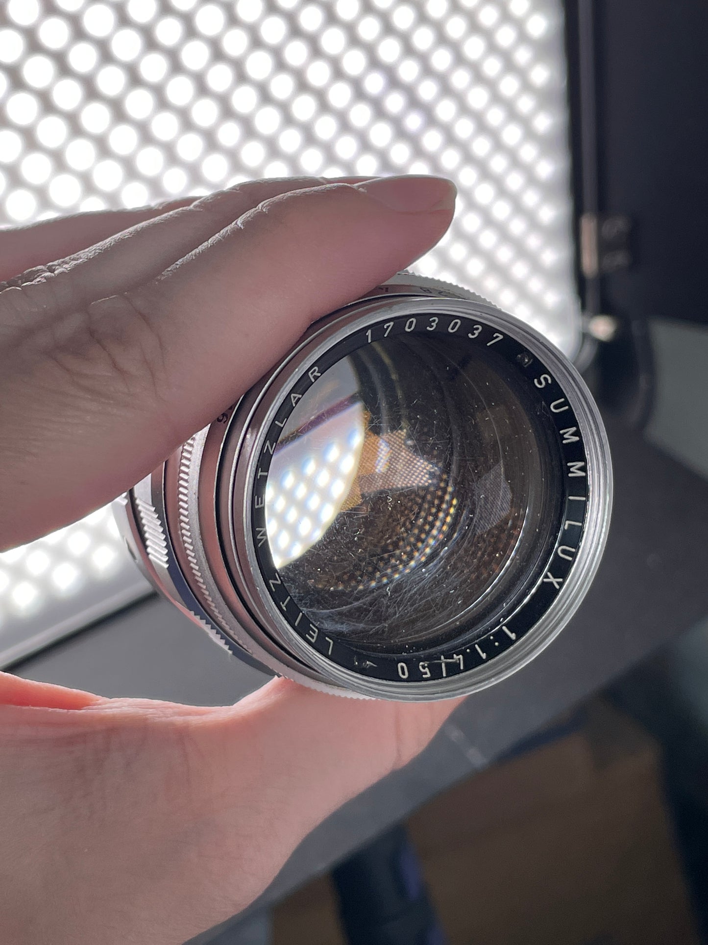 LEITZ Leica Summilux M 50mm F1.4 E43 Chrome Lens V1 version 1 Scalloped