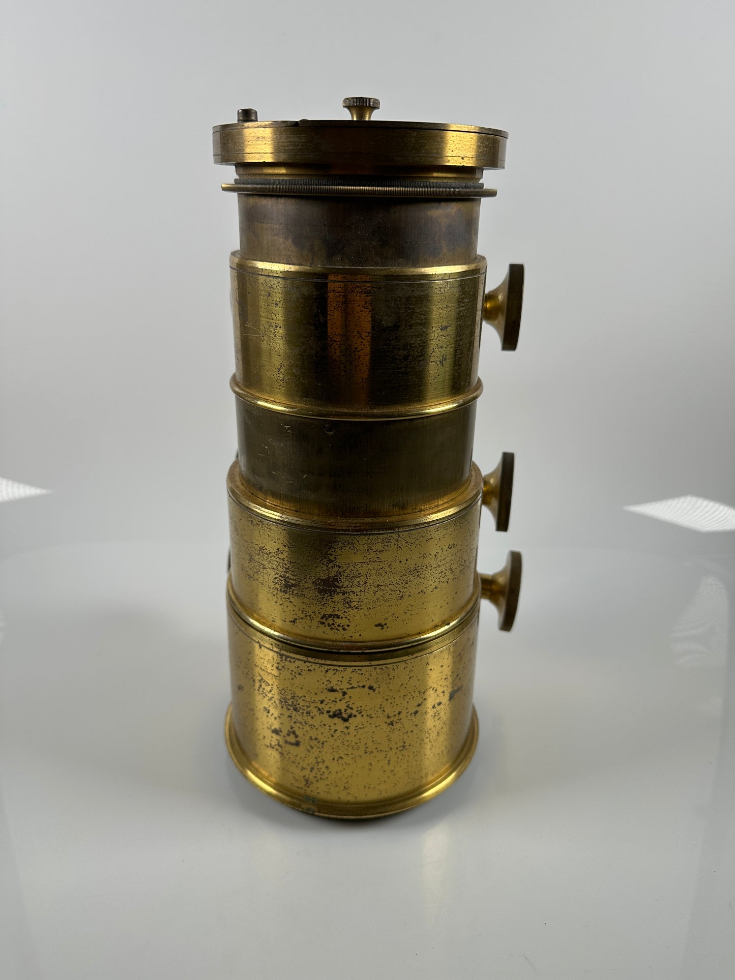 No-Unial Triple Rack Telescopic 10 inch brass lens made for laterna magica