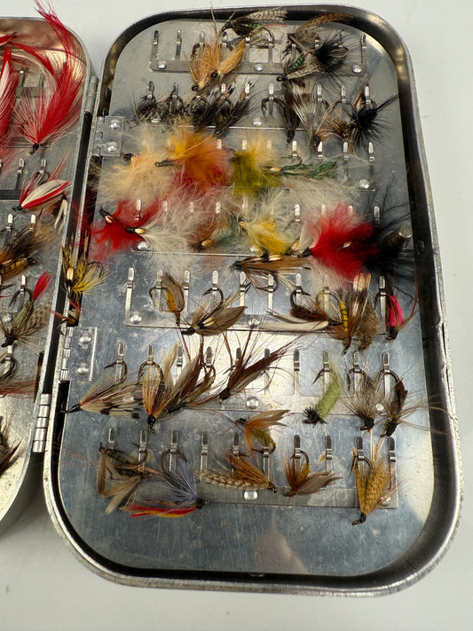 NICE! Vintage WEBER FLY BOX With hand Tied Flies