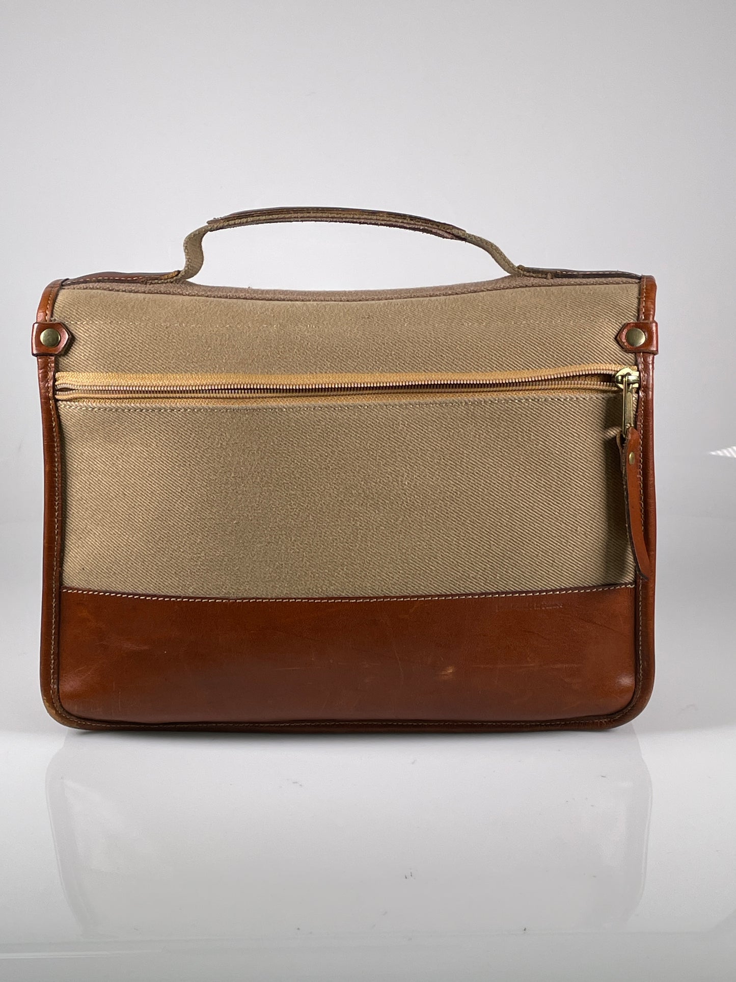 Fogg B-Sharp Camera Bag Satchel khaki tan Fabric & brown leather