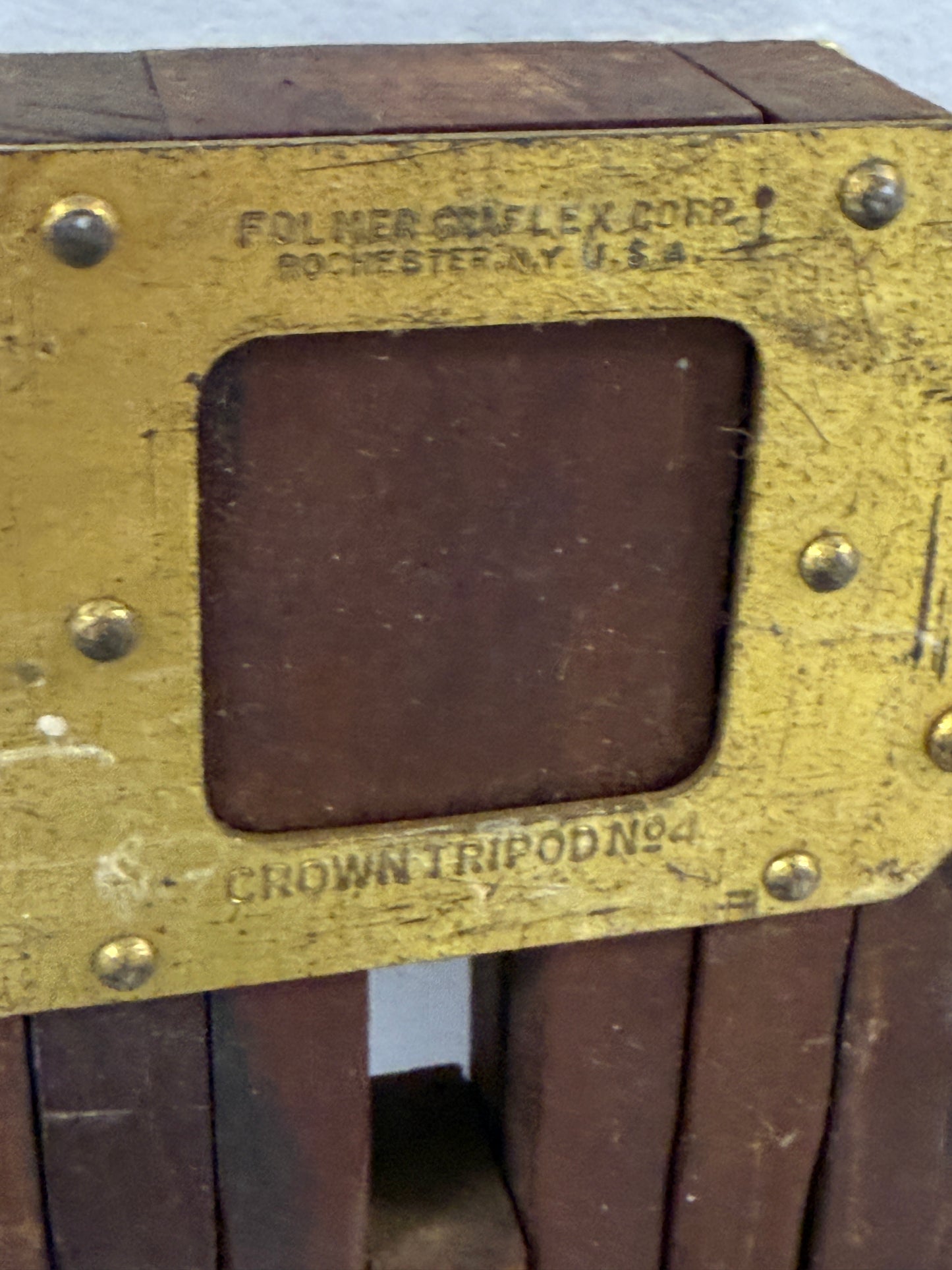 Folmer Graflex No.4 Crown Tripod Wood & Brass