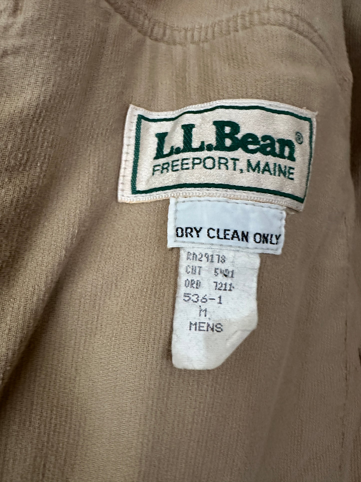 Vintage LL Bean corduroy shirt jacket Shacket tan Medium USA