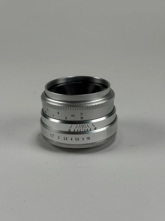 Brightin Star 35mm f1.7 Manual Focus Lens micro 4/3 M43 silver