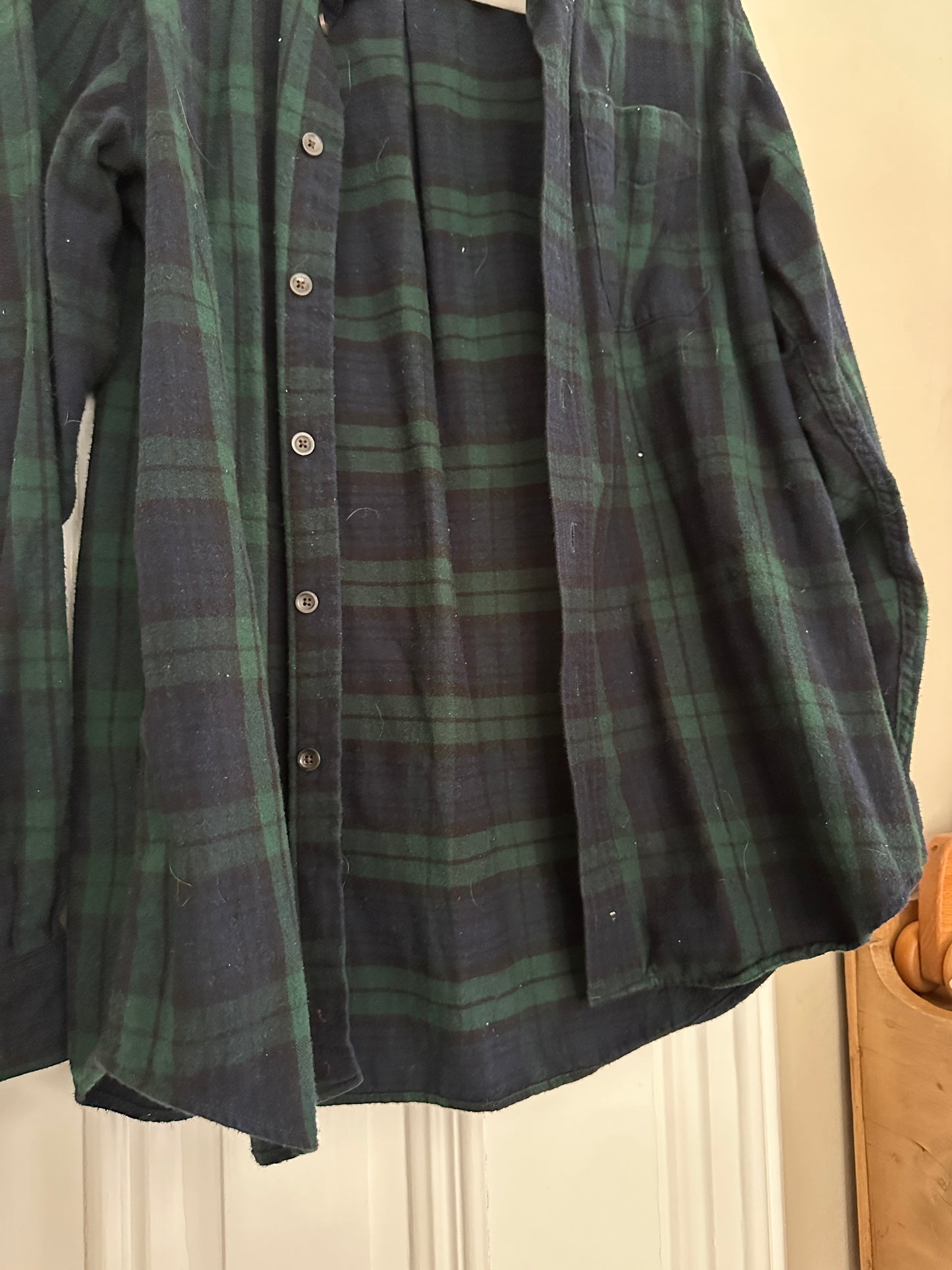 Men’s LL Bean Blue And green Flannel Shirt Vintage Medium