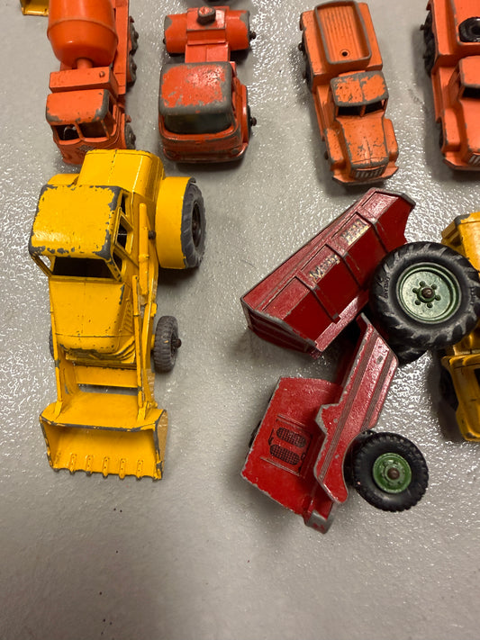 Vintage Lesney Matchbox car lot of 20 construction, work vehicle toys