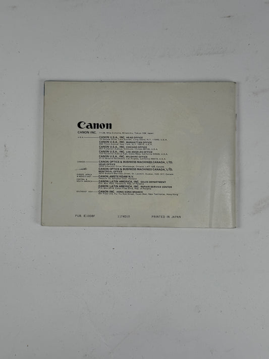 Canon EF Instruction Manual, Original english