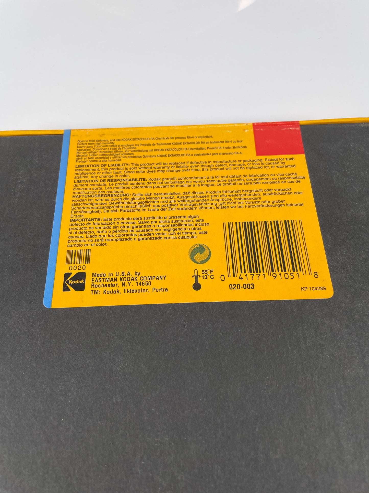 Kodak Ektacolor Portra II Color Printing Paper 100 Sheets 8x10 Sealed 2839