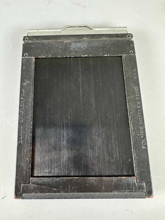 Genuine Folmer Graflex Graphic SLOTTED 3 1/4 x 4 1/4 3x4 film holder