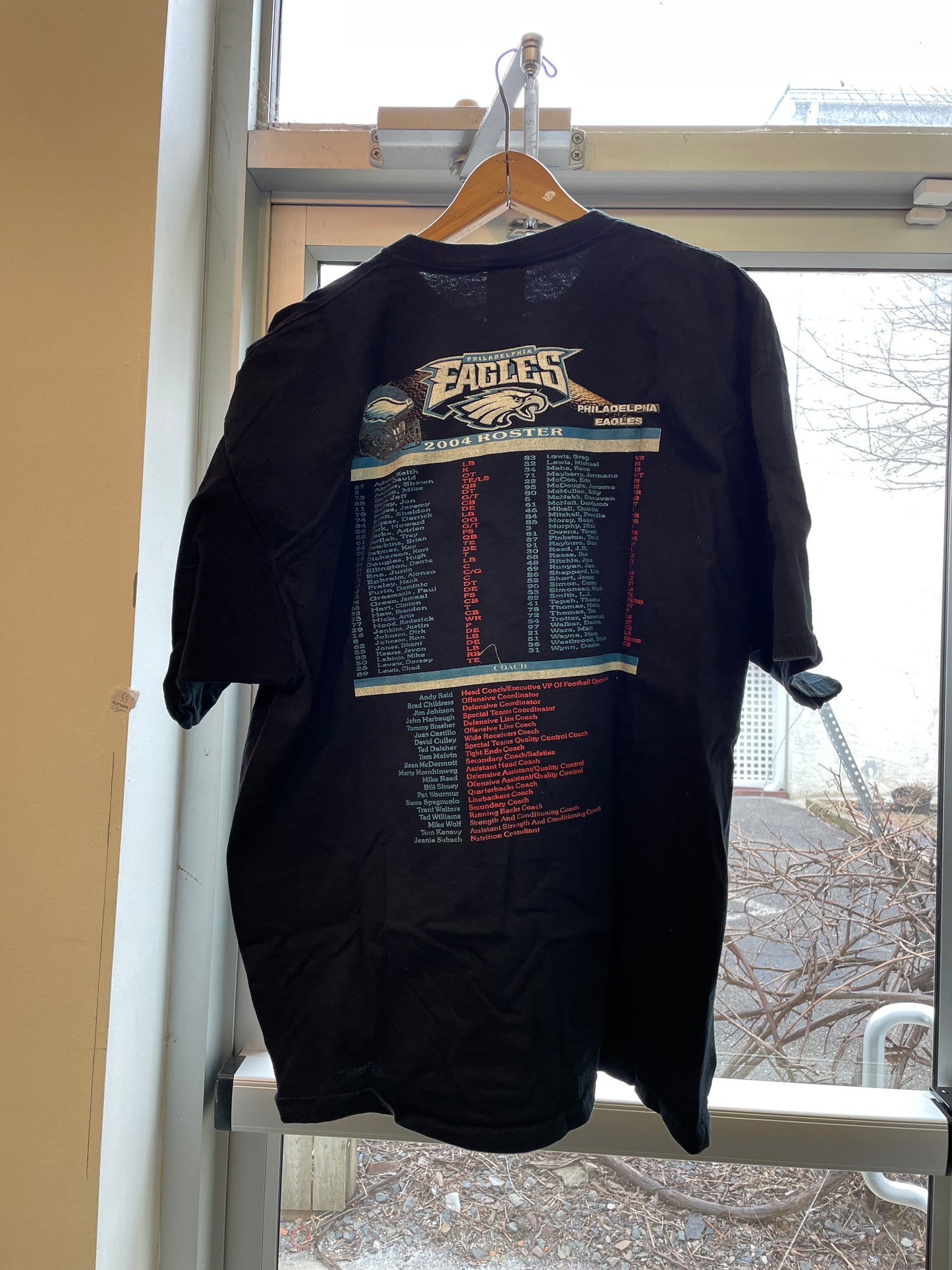 Vintage Philadelphia Eagles NFL Swoop 2004 roster T-shirt XL Black