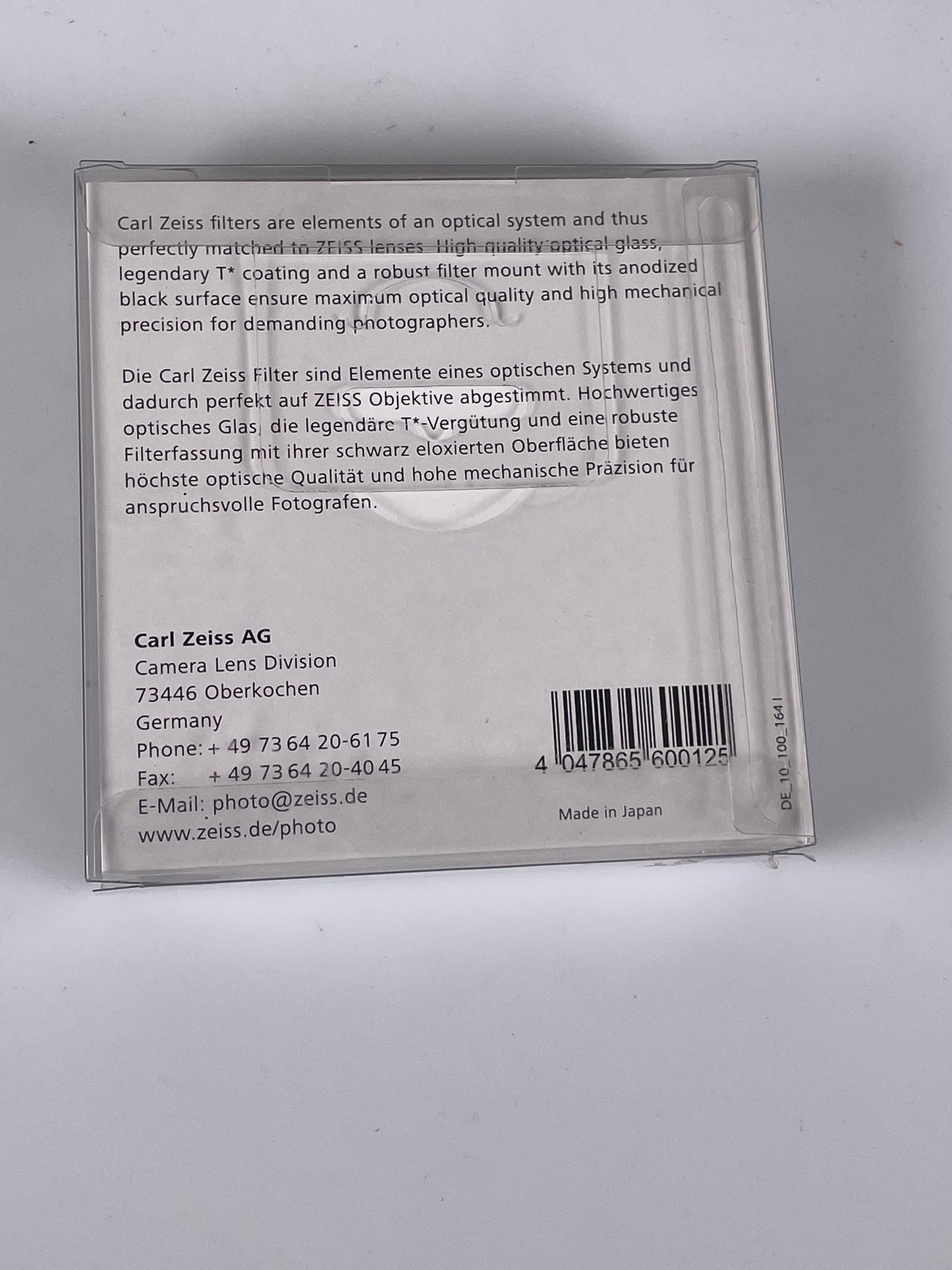 Carl Zeiss UV T* Filter 67mm Black