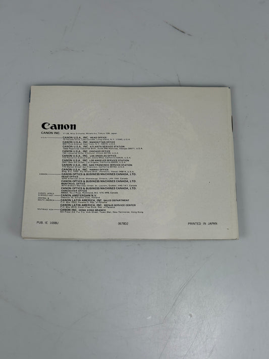 Canon EF Instruction Manual, Original
