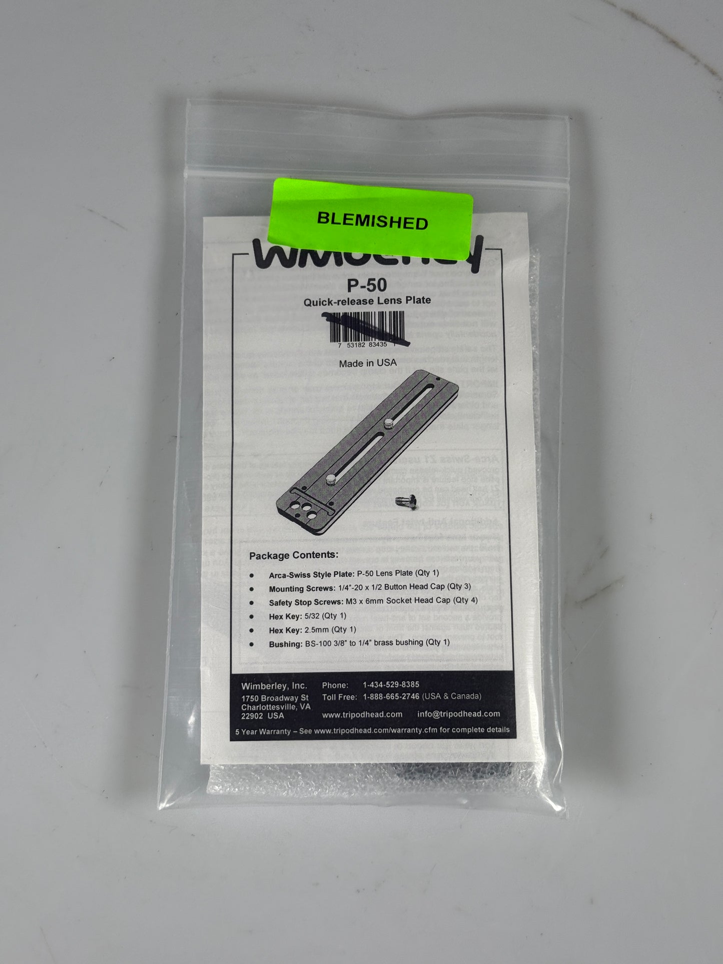 Wimberley P-30 Universal Lens Plate P30