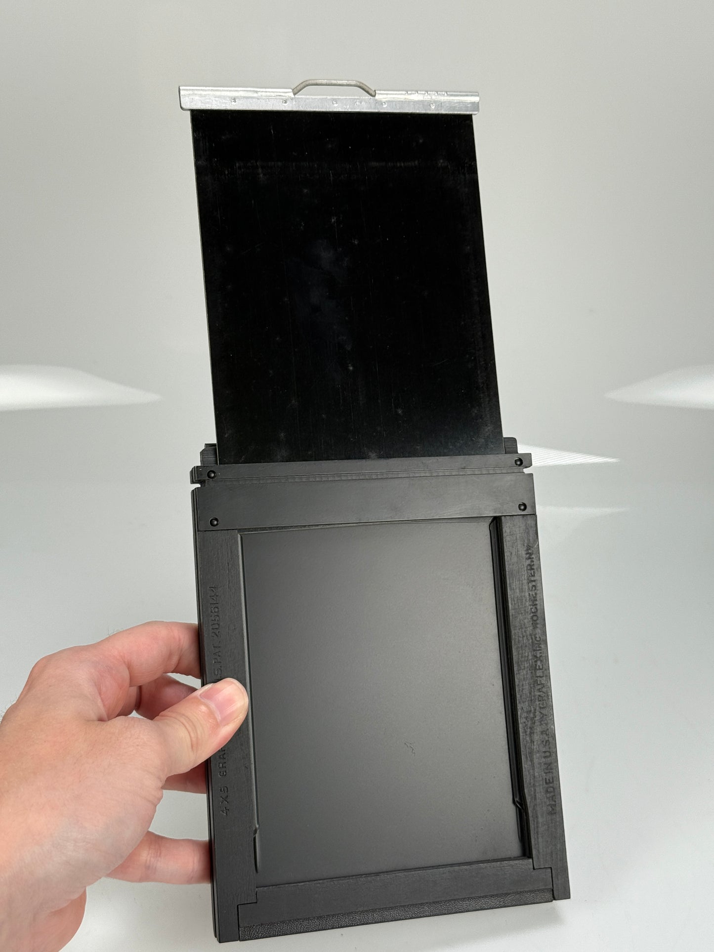 Excellent in box Genuine Folmer Graflex Graphic SLOTTED 4x5 Cut Film Holder with Darkslides