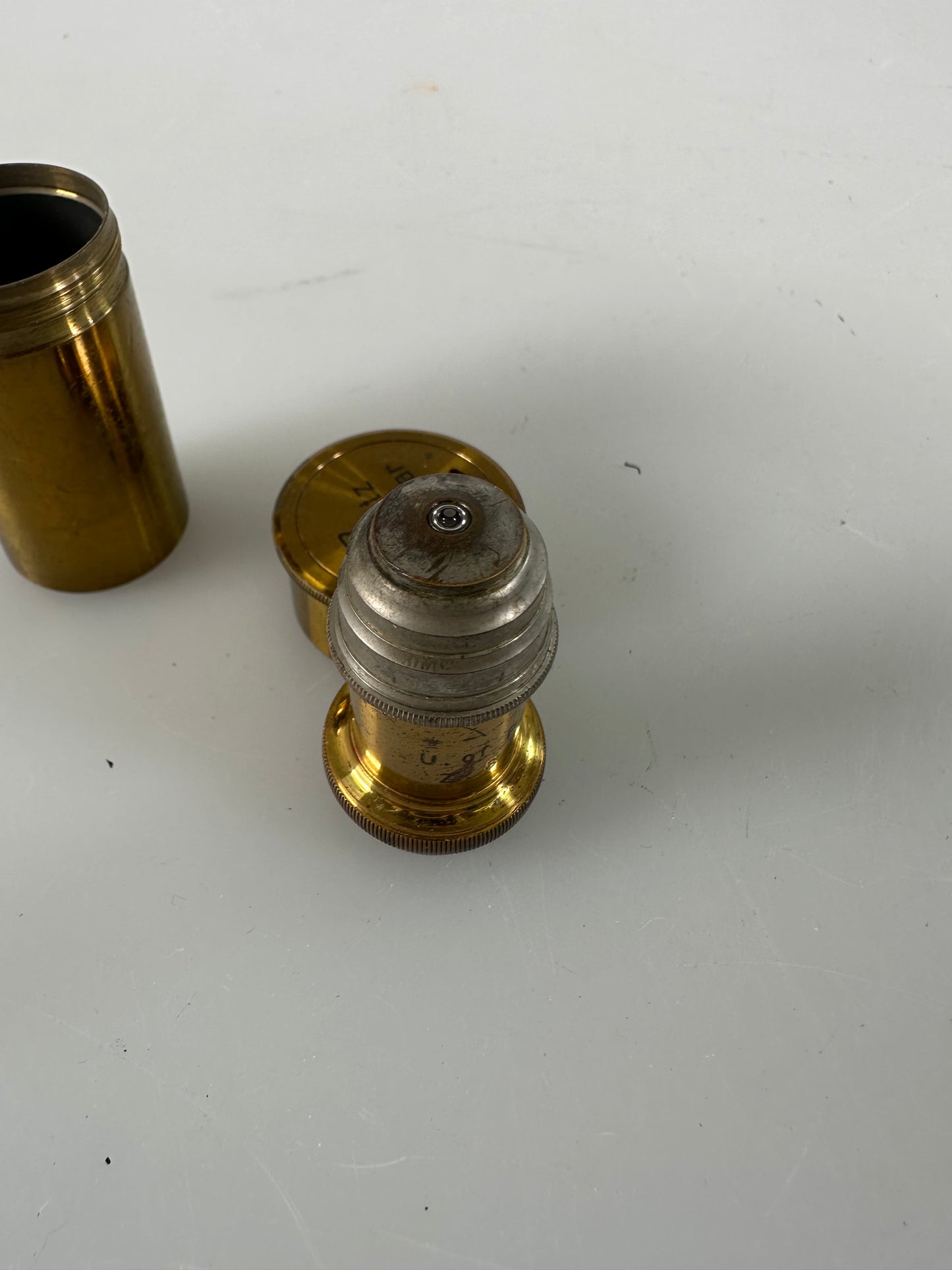 Leica LEITZ Wetzlar Brass Microscope lens OBJECTIVE 7 Univ of Penn