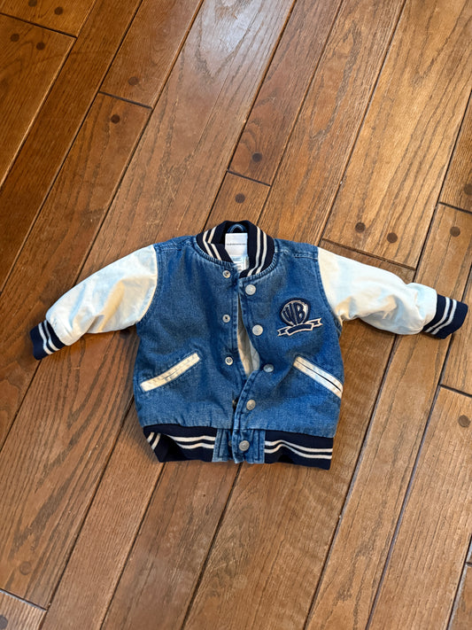 90s Warner Bros Looney Tunes Denim Kids Unisex Toddler Jacket Size 6-12M months